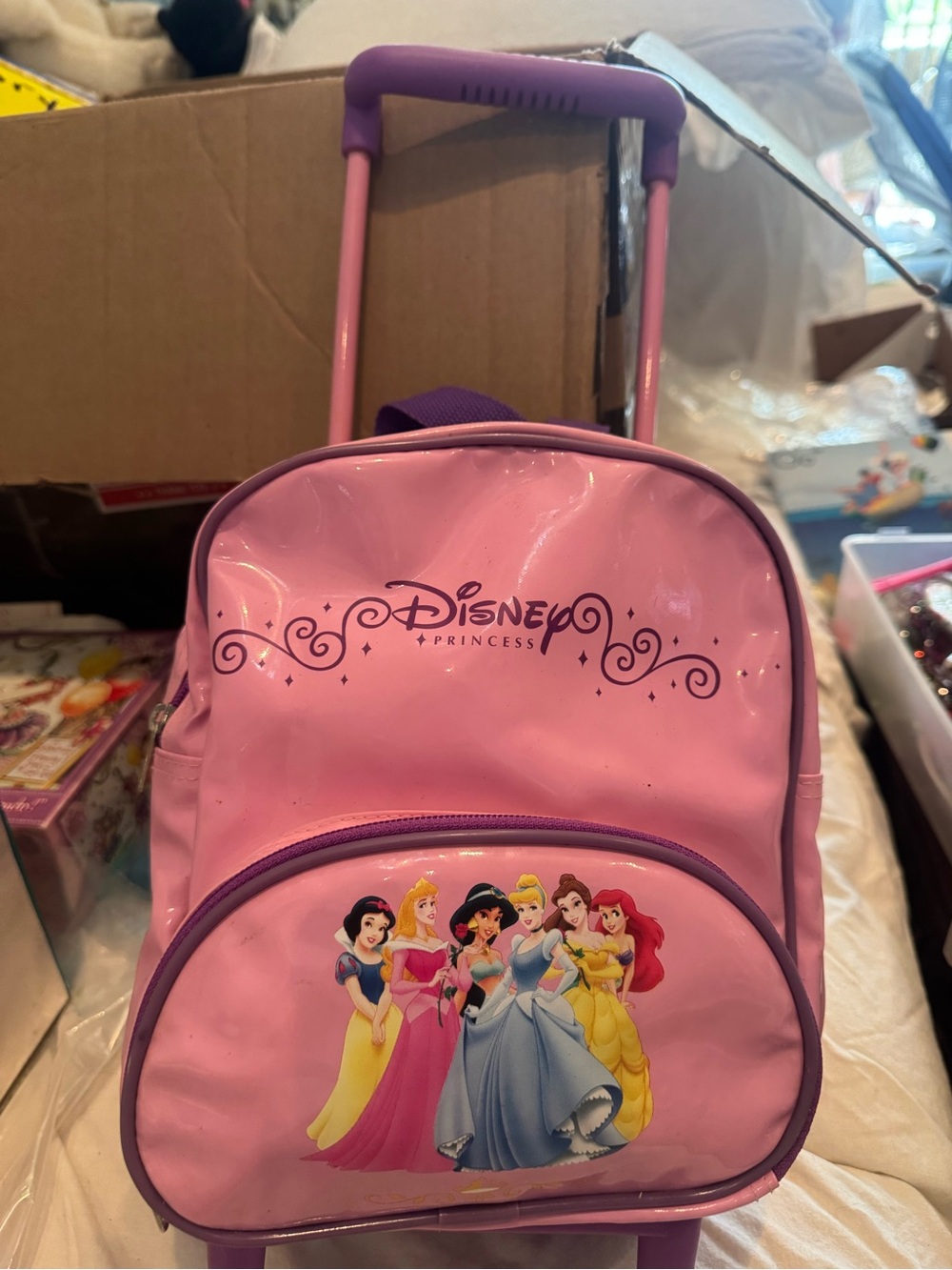Disney Pink and Purple Princess Rolling Backpack